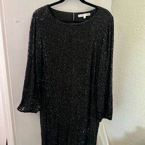 Preston & York Black Long-Sleeve Sequin Dress